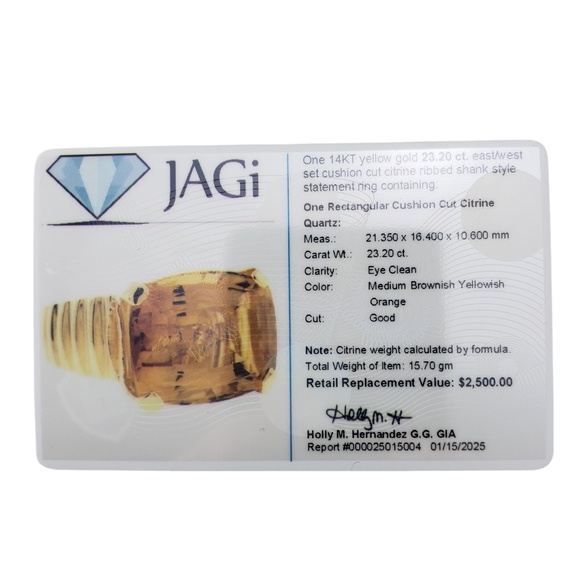 14 Karat Yellow Gold Citrine Ring Size 9  #20722 - Picture 8 of 8